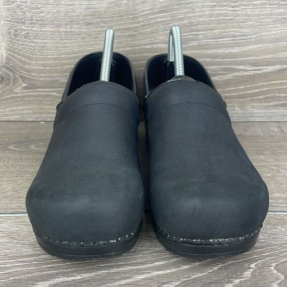 Sanita Pro Textured Black Oiled Leather Women’s 11.5/EU 42 Slip-On Mules Clogs - Picture 2 of 12